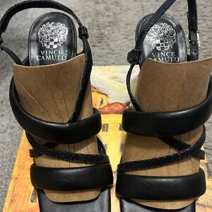 Vince Camuto Black Heels with Strappy Design